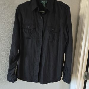 Lauren Ralph Lauren Black Casual Button Down Shirt